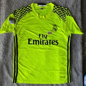 Real Madrid Soccer Jersey Neon Yellow Fly Emirates Imperio 5 La Liga Mens
